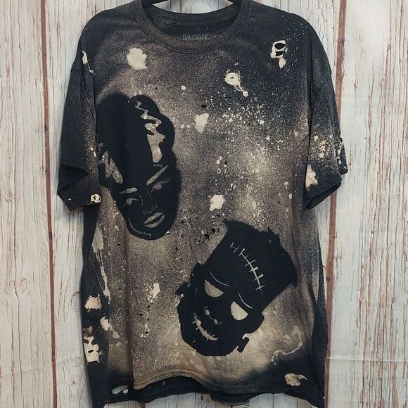 Frankenstine & Bride Handmade Grunge Custom Bleach Tee TShirt - Picture 3 of 10